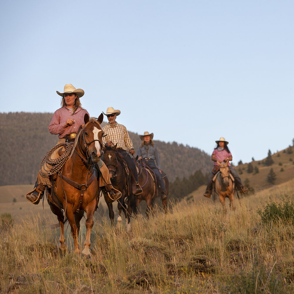 Riders in the Montana wilderness during a True Ranch Pop-Up Ranch.